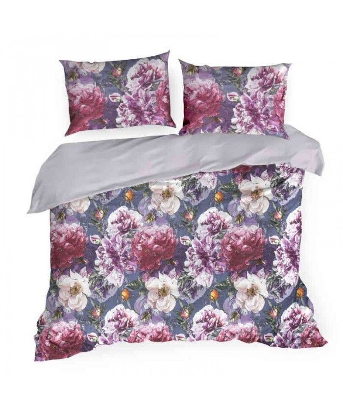 Pościel satyna bawełniana Peonia 160x200 + 2x70x80 z zamkiem