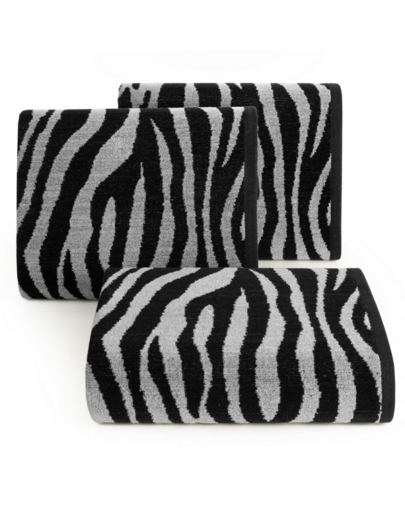 Ręcznik bawełna 70x140 Zebra czarny/stalowy
