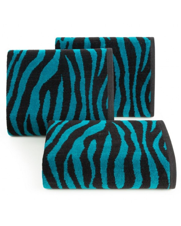 Ręcznik bawełna 50x90 Zebra czarny/turkusowy Eurofirany Ręcznik bawełna 50x90 Zebra czarny/turkusowy