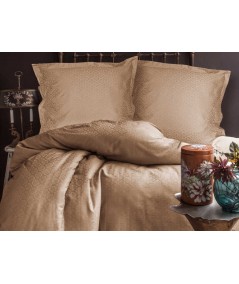 Pościel satyna żakardowa Monte Beige 160x200 + 2x70x80 Luxury Premium