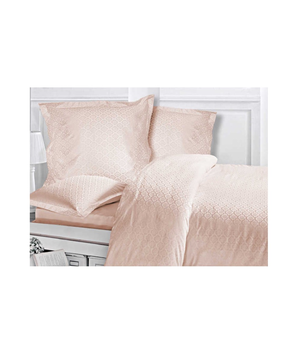 Pościel satyna żakardowa Monte Pink 160x200 + 2x70x80 Luxury Premium