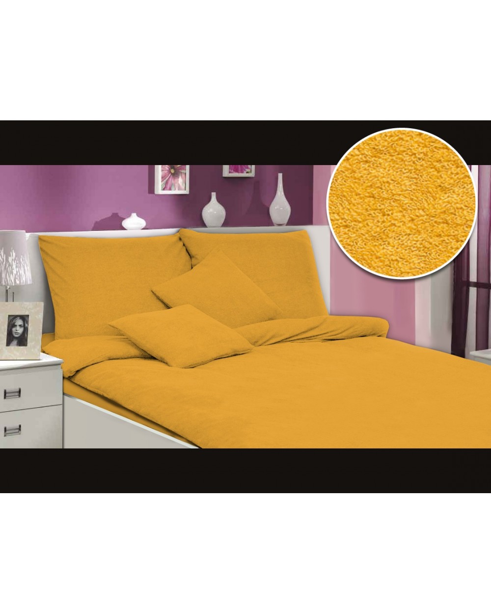 Pościel frotte 160x200 + 2x70x80 żółta Darymex