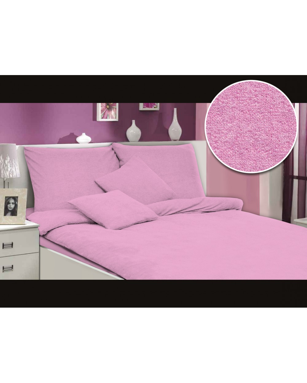 Pościel frotte 200x220 + 2x70x80 jasnoróżowa Darymex