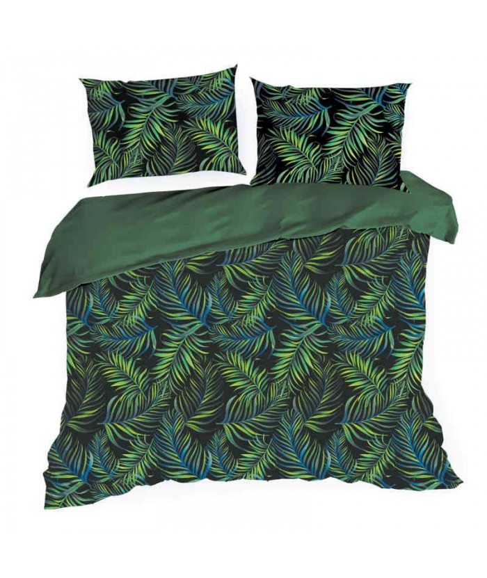 Pościel satyna bawełniana Palms 160x200 + 2x70x80 z zamkiem