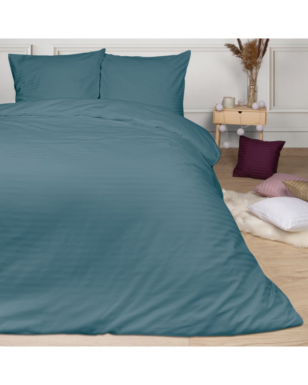 Pościel satyna bawełniana 160x200 + 2x70x80 CIZGILI turquoise Darymex