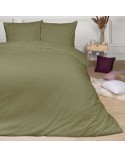 Pościel satyna bawełniana 180x200 + 2x70x80 CIZGILI olive Darymex
