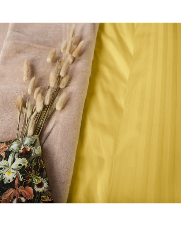 Poszewka satyna bawełniana 70x80 CIZGILI mustard Darymex
