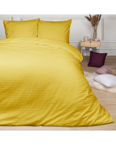 Poszewka satyna bawełniana 70x80 CIZGILI mustard Darymex