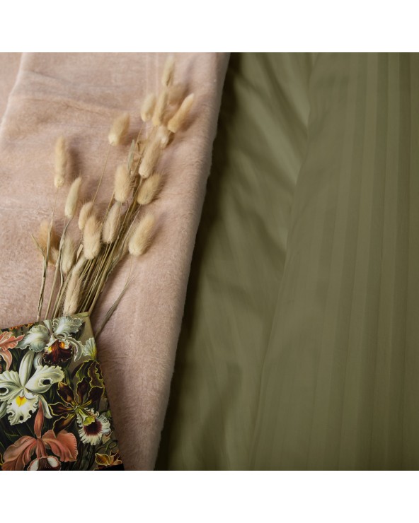 Poszewka satyna bawełniana 70x80 CIZGILI olive Darymex