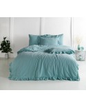 Pościel z falbanami 200x220 + 2x70x80 Stonewashed Mineral Blue Darymex