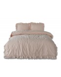 Pościel z falbanami 200x220 + 2x70x80 Stonewashed Camello Roses Darymex