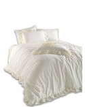 Pościel z falbanami 200x220 + 2x70x80 Stonewashed Snow White Darymex