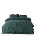 Pościel z falbanami 160x200 + 2x70x80 Stonewashed Dark Green Darymex