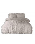 Pościel z falbanami 160x200 + 2x70x80 Stonewashed Natural Cream Darymex