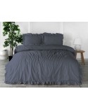Pościel z falbanami 160x200 + 2x70x80 Stonewashed Natural Grey Darymex