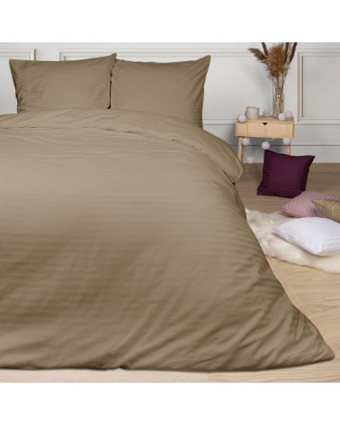 Pościel satyna bawełniana 140x200 + 1x70x80 CIZGILI light brown Darymex