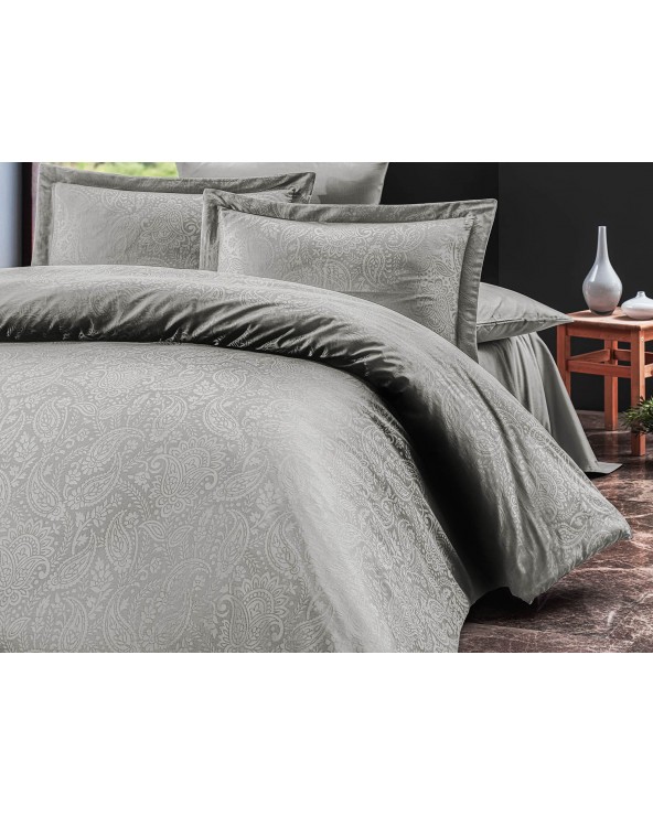 Pościel satyna żakardowa 160x200 + 2x70x80 Sal Light Grey Luxury Premium Darymex