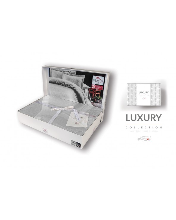 Pościel satyna żakardowa 160x200 + 2x70x80 Sal Light Grey Luxury Premium Darymex