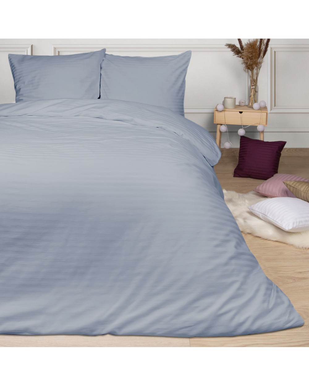 Pościel satyna bawełniana 160x200 + 2x70x80 CIZGILI blue Darymex